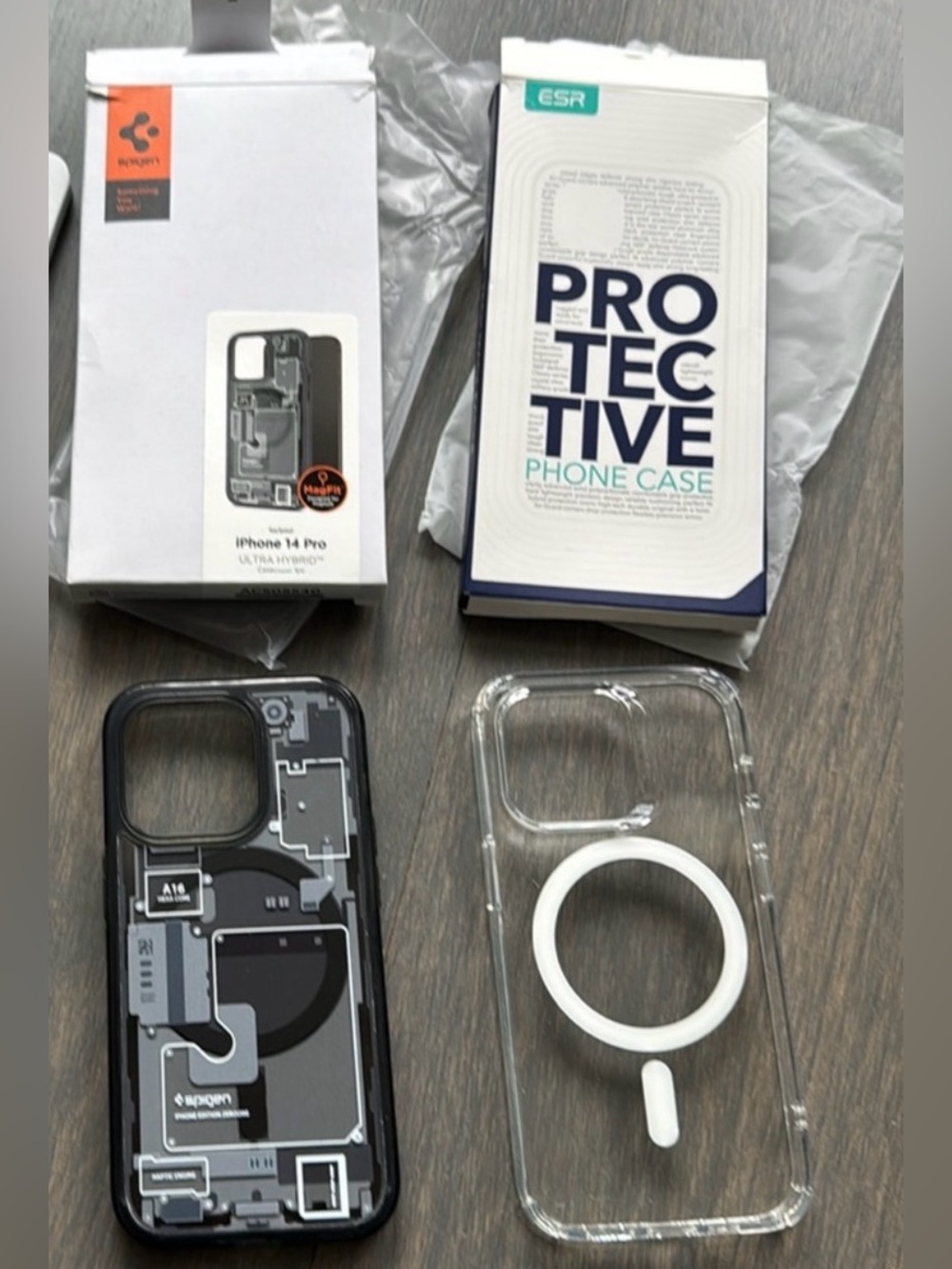 Protective Phone Cases for iphone 14 Pro. Total of 2 Cases in Grey / Clear